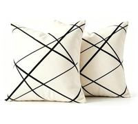 Housse Coussin 45x45 Blanc Crème Velours Housse de Coussin Décoratif Canapé Moderne Géométrique Taie d'oreiller Carrée pour Canapé Lit Chambre Salon Décoration Maison Lot de 2