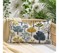 Housse Coussin 50x60 cm Blanc Coussin Extérieur Imperméable Lin Arbre, Impression Recto-Verso et Fermeture Invisible, Décoration Printemps Été pour Canapé, Jardin, Balcon, Terrasse et Patio, A*630