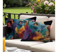 Housse Coussin 50x70 cm Lot de 2, Couleur Coussin Exterieur Impermeable Rectangulaire, Chien Motif Lin Coussins Canape Decoratif Taie Oreiller, pour Printemps été Extérieur Jardin Salon O-8046