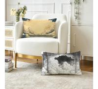 Housse Coussin 50x70 cm Lot de 2 Gris Coussin Exterieur Impermeable Lin Coussins Canape Decoratif Taie d'oreiller, Paysage Canapé Rectangulaire Protege Oreiller, pour Jardin Decoration Maison O-227