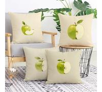 Housse Coussin 60x60 cm Simple, Lot de 4 Décoratif Taie d'oreiller en Lin, Housse de Coussin Exterieur Impermeable pour Salon de Jardin Chambre Canapé Chaise Lit Pomme L-G436