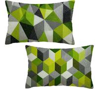 Housse Coussin 70x40 cm Lot de 2, Housse de Coussin vert Coussin Canape, Rectangle Coussin Decoratif géométrie Coussin Exterieur, Printemps Taie D'oreiller pour Canapé Salon Decoration Maison D6-383
