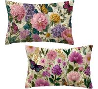 Housse Coussin 75 x 40 cm Lot de 2, Housse de Coussin Lilas Coussin Canape, Rectangle Coussin Decoratif rural Coussin Exterieur, Printemps Taie D'oreiller pour Canapé Salon Decoration Maison D6-421