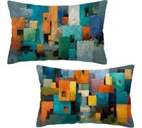 Housse Coussin 75x40CM Lot de 2, Housse de Coussin bleu Coussin Canape, Rectangle Coussin Decoratif géométrie Coussin Exterieur, Printemps Taie D'oreiller pour Canapé Salon Decoration Maison D6-389