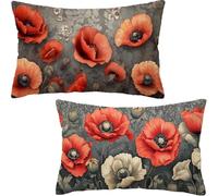 Housse Coussin 80 x 60 CM Lot de 2, Housse de Coussin gris Coussin Canape, Rectangle Coussin Decoratif usine Coussin Exterieur, Printemps Taie D'oreiller pour Canapé Salon Decoration Maison D6-427