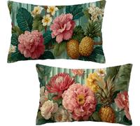 Housse Coussin 80x60 Lot de 2, Housse de Coussin rose clair Coussin Canape, Rectangle Coussin Decoratif pivoine Coussin Exterieur, Printemps Taie D'oreiller pour Canapé Salon Decoration Maison D6-385
