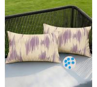 Housse Coussin Exterieur Impermeable 35x55 cm Lot de 2 Lignes Violettes Housses de Coussin Décoratif Housse de Coussins Rétro Abstrait Canape Taie D'Oreiller pour Salon Chambre Patio Jardin -SC515