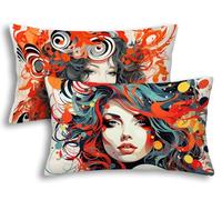 Housse Coussin Exterieur Imperméable Abstrait 40x80 Lot de 2 Taie Oreiller Mode Housse de Coussin Rectangulaire pour Jardin Décoratifs Taie d'oreiller Extérieur Imperméable pour Canapé Jardin -1810