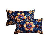 Housse Coussin Exterieur Impermeable Lot de 2 Housse de Coussin 30x50 Bleu Taie Oreiller Décoratifs Motif Mandala en Lin Imperméable pour Jardin Taie d'oreiller Extérieur pour Canapé Lit Jardin -5192