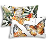 Housse Coussin Exterieur Imperméable Papillon 40x60 Lot de 2 Taie Oreiller Usine Housse de Coussin Rectangulaire pour Jardin Décoratifs Taie d'oreiller Extérieur Imperméable pour Canapé Jardin -1800