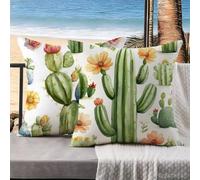 Housse Coussin Exterieur Lin Lot de 2 45x45 Cactus Coussin Canape Beige Coussins Canapé Oreiller Camping, Carré Taie d'oreiller Housse Oreiller Impermeable, Decoration Jardin Exterieur k-768