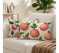 Housse Coussin Exterieur Rectangulaire 40x80 cm Lot de 2 Rose Coussin Exterieur Impermeable, Pomme Décoratif Canapé Taie Oreiller 40x80, Lin Taie d'oreiller pour Jardin Salon Chambre Decoration K-742