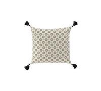 Housse coussin pompons 40 x 40 cm coton imprimé or Floreor