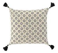 Douceur d'Intérieur Housse de coussin Floeor coton imprimé à pompons Or 40x40 cm