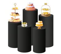 Housse cylindrique noire, housse de support cylindrique élastique, convient pour la décoration de fête, de mariage ou d'anniversaire - housse uniquement L,M,S,XL,XXL,Ensemble de cinq pièces,Grand ense