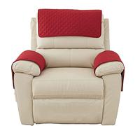 Housse D'accoudoir De Canapé, Housse D'appui-tête pour Housse De Bras De Fauteuil Inclinable, Housse De Fauteuil Antidérapante Matelassée, Lavable Protege de Meubles (Rouge,1 personne - 3 pièces)