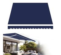 Housse d'auvent de rechange pour patio extérieur | Auvent en polyester résistant au soleil et à l'eau avec cantonnière avant pour terrasse, restaurant, dépanneur (couleur : bleu, dimensions : 3,7 x
