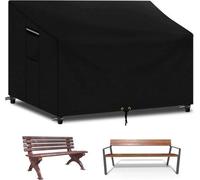 Housse de banc étanche 2 places avec ouverture d'aération - Noir, anti-UV, indéchirable, coupe-vent - Couverture de banc d'extérieur (134x66x63/89cm)
