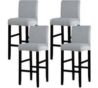 Housse de Bar Élastique 4 Pièces - housse tabouret de bar - housse chaise de bar avec dossier - Pour Tabourets Hauts - Anti-Taches -