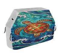 Housse de barbecue à dessus plat de 165,1 cm très résistante avec cordon de serrage réglable pour extérieur - Tortue de mer, océan, vagues