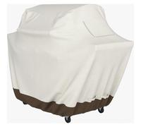 Housse de barbecue beige et marron clair pour grande surface, avec sangles de fixation à clic, résistante à l'eau et idéale pour une protect