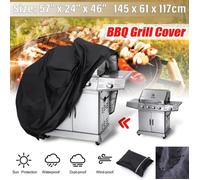 Housse de Barbecue Couverture de Grill Imperméable Sangle Ajustable Noir Jardin Patio - 145x61x117cm