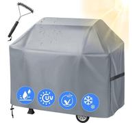 Housse de barbecue en polyester avec brosse intégrée, housse pour barbecue à gaz, imperméable et coupe-vent, résistante aux UV, 100 % polyester avec revêtement en PU, 147 x 61 x 122 cm, gris