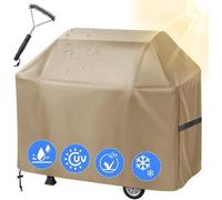 Housse de barbecue en polyester avec brosse intégrée, résistante aux UV et aux intempéries, 100 % polyester avec revêtement en PU, 147 x 61 x 122 cm, kaki