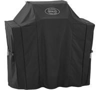 Housse de barbecue en polyester avec revêtement hydrofuge et fermeture éclair à fermeture automatique pour protéger du mauvais temps.