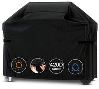 Housse de barbecue étanche Unyqoos® de 183 x 66 x 130 cm – en Oxford 420D avec revêtement PU, noire, pour grands barbecues, avec fermeture à velcro, résistante aux UV et aux déchirures
