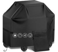 Housse de barbecue Unyqoos® résistante aux intempéries, dimensions 145 x 61 x 117 cm. Dotée d'une couche intérieure imperméable, résistante à la déchirure et aux UV, elle se fixe grâce à des attaches 