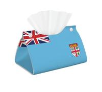 Housse de boîte à mouchoirs longue en cuir synthétique imperméable avec drapeau des Fidji pour salle de bain, étui à mouchoirs rectangulaire décoratif