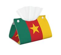 Housse de boîte à mouchoirs rectangulaire en cuir synthétique imperméable avec drapeau du Cameroun pour salle de bain
