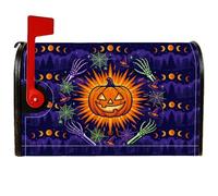 Housse de boîte aux lettres magnétique citrouilles - Mains de squelette effrayantes et fantaisistes - Toile d'araignée - Protection pour boîte aux lettres d'Halloween - Orange - 53,3 x 64,5 cm