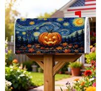 Housse de boîte aux lettres magnétique en forme de citrouilles - Motif étoiles et feuilles d'Halloween - Orange - 53,3 x 65,5 cm