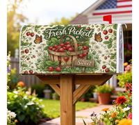 Housse de boîte aux lettres magnétique pour décoration de pelouse, motif fraises, panier rustique, papillon, rouge, 45,7 x 53,3 cm