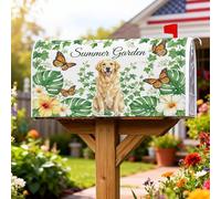Housse de boîte aux lettres magnétique pour décoration extérieure Motif papillon hibiscus Vert 53,3 x 65,5 cm
