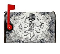 Housse de boîte aux lettres magnétique squelette gothique vintage chauve-souris toile d'araignée Halloween pour décoration de jardin extérieur 53,3 x 64,9 cm