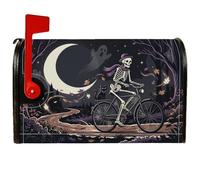 Housse de boîte aux lettres magnétique squelette - Motif fantôme effrayant - Pour Halloween - 45,7 x 53,3 cm - Noir