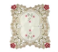 Housse de boîte décorative en dentelle pour boîtes cubiques standard - Motif floral brodé pour maison, bureau, hôtel, restaurant, comptoir, table de dîner, étui de rangement 23 x 13 cm (rose rouge)