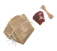 Housse de Bouteille de Noël en Lin, Ambiance Noël pour Bouteille de Vin | Corde et Étiquettes Suspendues, Motif Classique Xmas, pour Bouteilles de Cidre, Table Festive