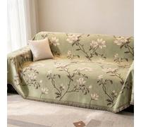 Housse De Canapé 1 Pcs Lavable avec Franges, Jeté De Canapé Chenille, Plaid Protection Canapé pour Canapé 2/3 Places, Lit, Fauteuil, Animaux Et Enfants(Green,71”x118”(180x300cm))