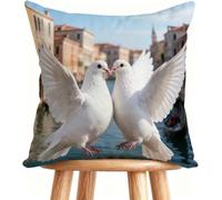 Housse De Canapé 50x50 cm Coussin Canape Pigeon Coussin Decoratif Lin Impression Recto Verso avec Fermeture éclair Invisible Oiseau 2-E8RAR