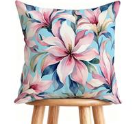 Housse De Canapé 55x55 cm Coussin Canape Couleur Coussin Decoratif Lin Impression Recto Verso avec Fermeture éclair Invisible Fleur 4-5WJN9