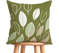 Housse De Canapé 55x55 cm Coussin Canape Vert Sauge Coussin Decoratif Lin avec Fermeture éclair Invisible Feuilles TombéEs 6-AG477