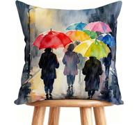 Housse De Canapé 55x55 cm Coussin Canape Vue ArrièRe Coussin Decoratif Lin Impression Recto Verso avec Fermeture éclair Invisible Rue 0-579VM
