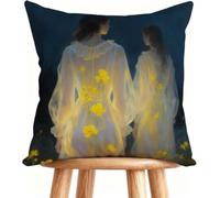 Housse De Canapé 60x60 cm Coussin Canape Femme Coussin Decoratif Lin avec Fermeture éclair Invisible Vue ArrièRe D-HPE96