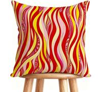 Housse De Canapé 65x65 cm Coussin Canape Bande Coussin Decoratif Lin Impression Recto Verso avec Fermeture éclair Invisible Rouge S-60W5M