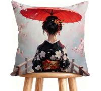 Housse De Canapé 70x70 cm Coussin Canape Geisha Coussin Decoratif Lin avec Fermeture éclair Invisible Vue ArrièRe 5-X2542