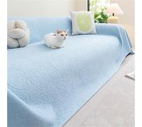 Housse de canapé à Rayures épaisses avec Pompon, Grande Housse de canapé for canapé à 2 Coussins, for Causeuse en Forme de L, 2 à 3 Coussins, Protection de canapé antidérapante(Blue,180 * 340cm)